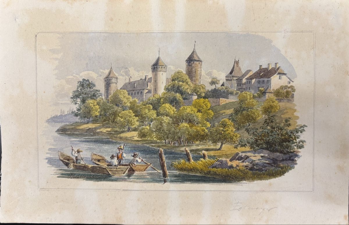 Dipinti: Aquarell von Estavayer – Usato da liebefeld venduto da RolandBern
