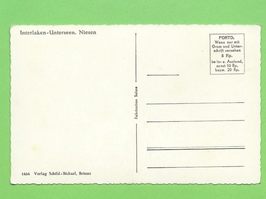 Cartoline postali: Interlacken-Unterseen, Niesen – Nuovo (secondo la descrizione) da Zürich venduto da t24_de 1