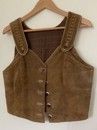 Leder Trachten Gilet Gr 40 Rehbraun