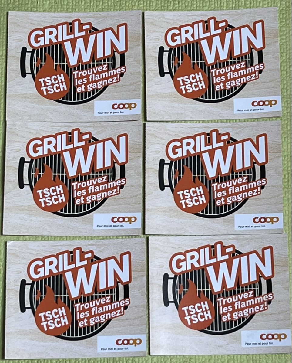 Coop Raccolte di bollini & punti: 6 cartes à gratter Coop Grill-Win neuves – Nuovo e nell'imballaggio originale da La Tour-de-Peilz venduto da Pansy02 1