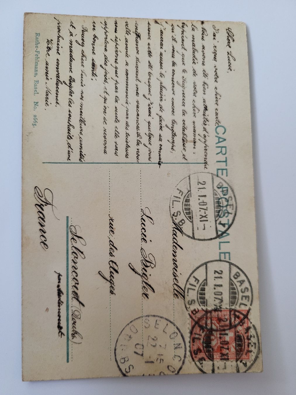 Cartoline postali: Ansichtskarte Basel Totalsicht mit Wettsteinbrücke, 1907 RN – Usato da nunningen venduto da mic_88k2 1
