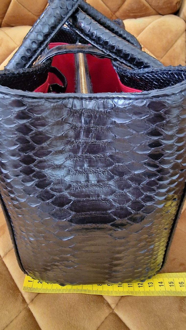 Taschen für Damen: Schlangenleder Handtasche GEUCO Python schwarz Gold neuwert – Gebraucht aus Mönchaltorf von nzhuravel 5