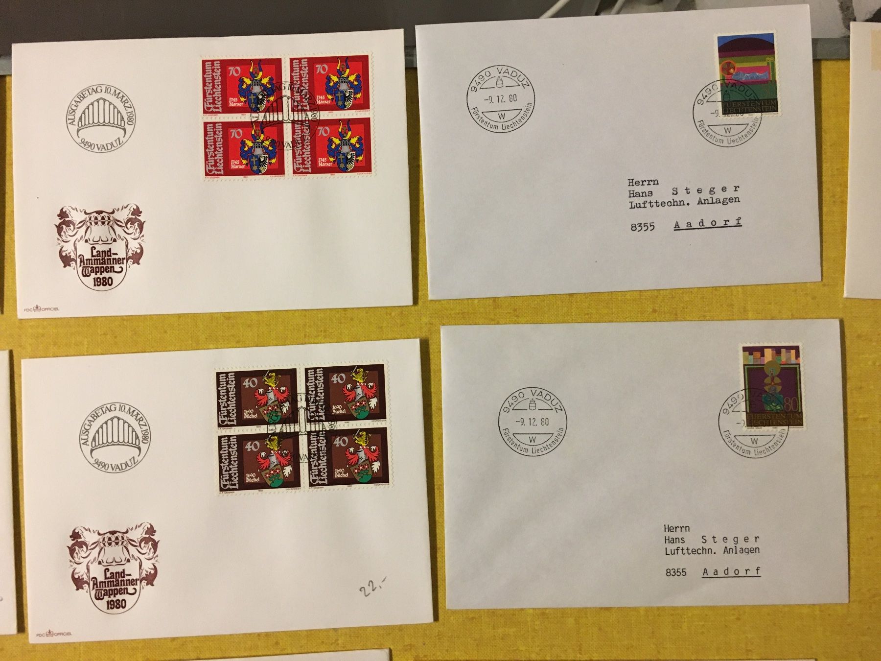 Tutti i francobolli: Lot Lichtenstein  FDC Briefe 23 Stück – Usato da Lanzenhäusern venduto da vic63 2