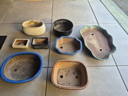 Bonsai Pots Set 8 pcs various sizes used condition