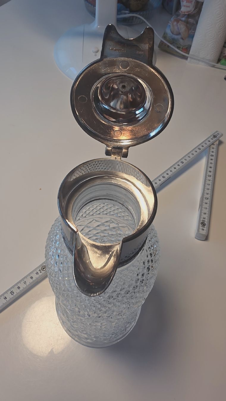 Caraffe: Vintage Kristall Karaffe / Likörkaraffe versilbert 32 cm – Usato da Hittnau venduto da Rapido33 2