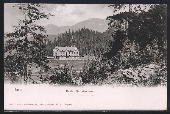 Cartoline postali: Davos, Basler Sanatorium mit Bergpanoram – Usato da Berlin venduto da bartko-reher