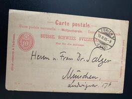 Alte Postkarte Weltpostverein 18.2. 1905 Zürich - München