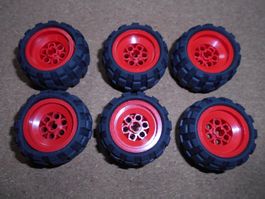 rote Lego Räder DM ca 42 mm  ( Set 281 )