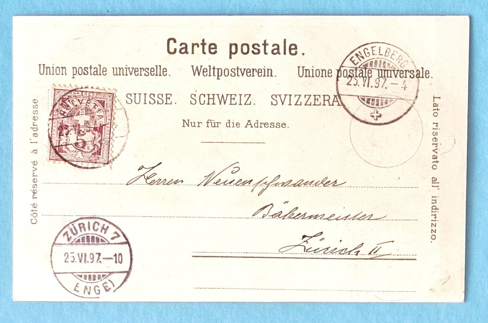 Cartoline postali: Engelberg - Litho - 1897 – Usato da Rothrist venduto da RROENK 1