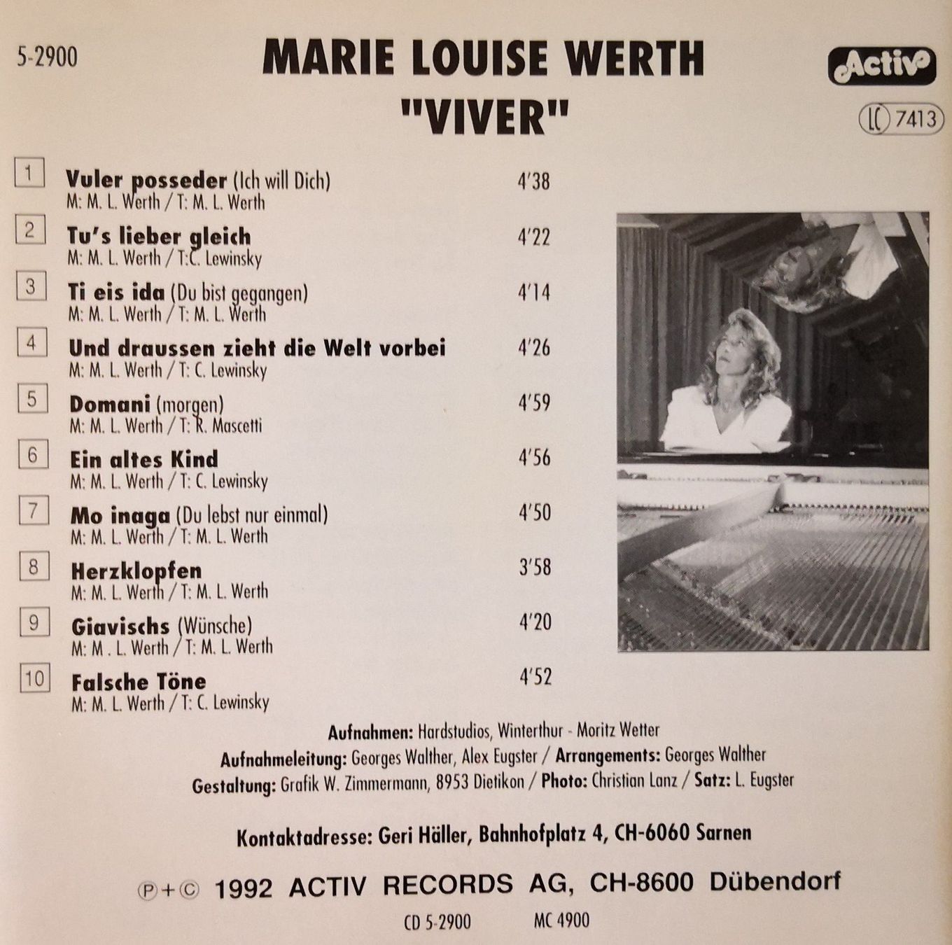 CD: MARIE LOUISE WERTH - VIVER - 1992 - CD – Usato da Greifensee venduto da scharmant 1