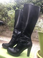 Bottes hautes en cuir noir, taille 38, parfait état