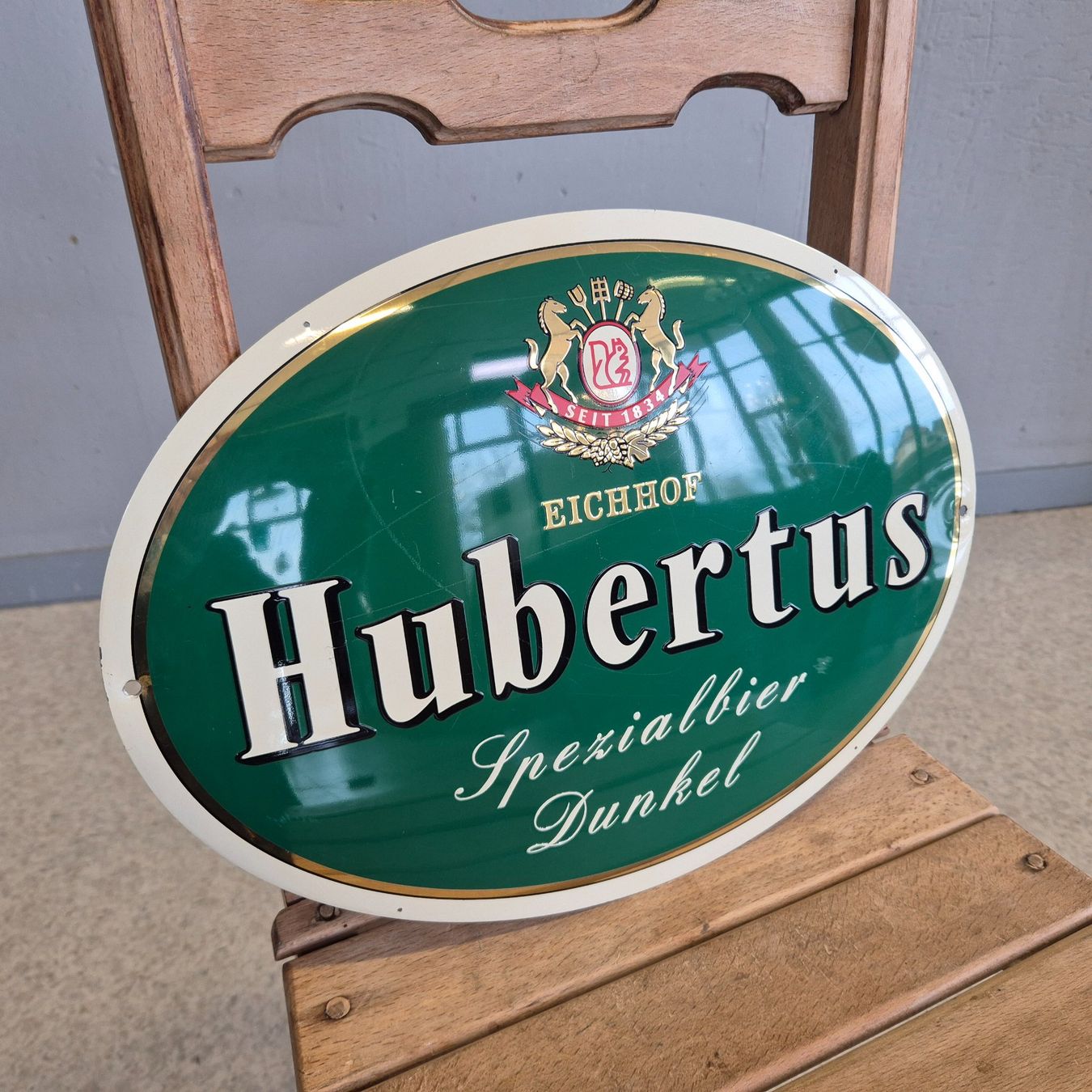 Eichhof Insegne: Eichhof Hubertus Werbeschild Blechschild Schild Bierwerbung – Usato da Nottwil venduto da Wondewa-Shop 1