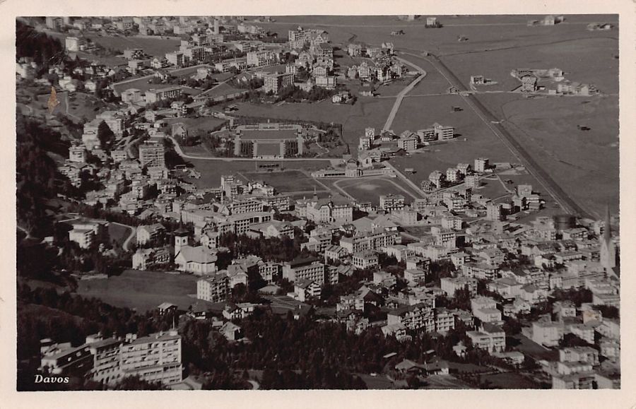 Cartoline postali: Davos, Luftaufnahme, gelaufen um 1925 – Usato da Frauenfeld venduto da POML