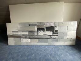 Abstraktes Wandbild grau schwarz weiss neuwertig