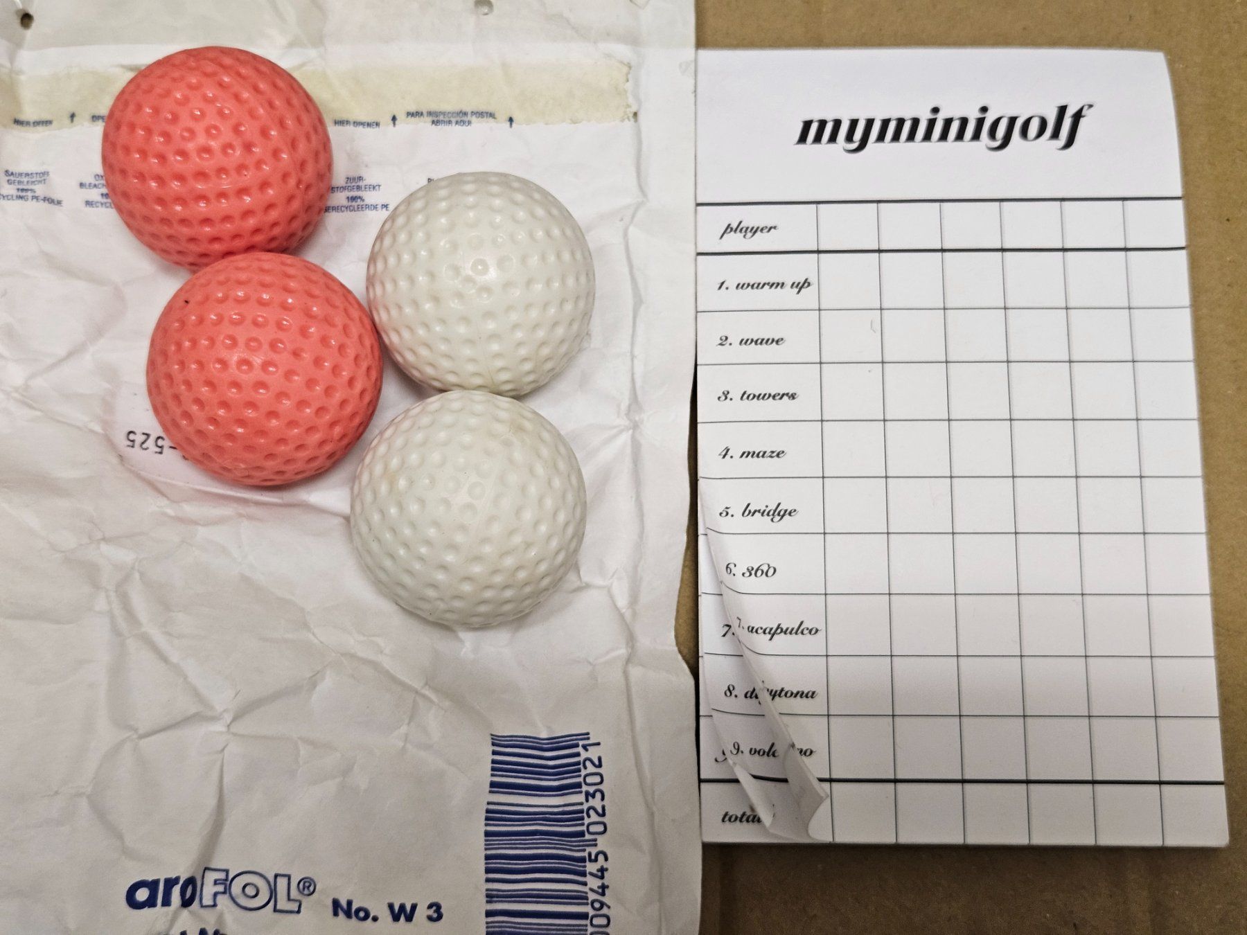 Bälle: 4x Minigolf-Bälle 4er Set MiniGolfBälle + Schreibblock Neu – Neu und originalverpackt aus Kloten von Euroasia