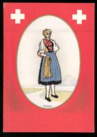 Schweizerin in Tracht aus Basel, gestick