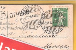 21.X.1910 Solothurn Balkenstempel/Kirche