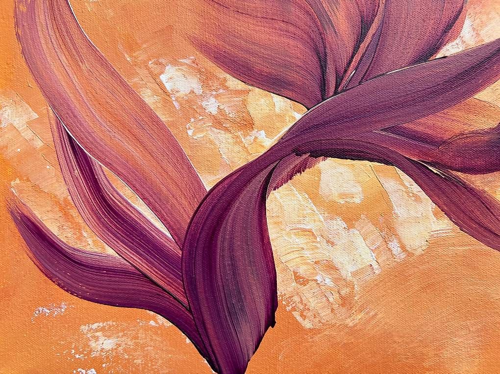 Dipinti: 40x40cm Bild orange-violett "Smiling Flower" – Nuovo e nell'imballaggio originale da Urdorf venduto da manuela4 3