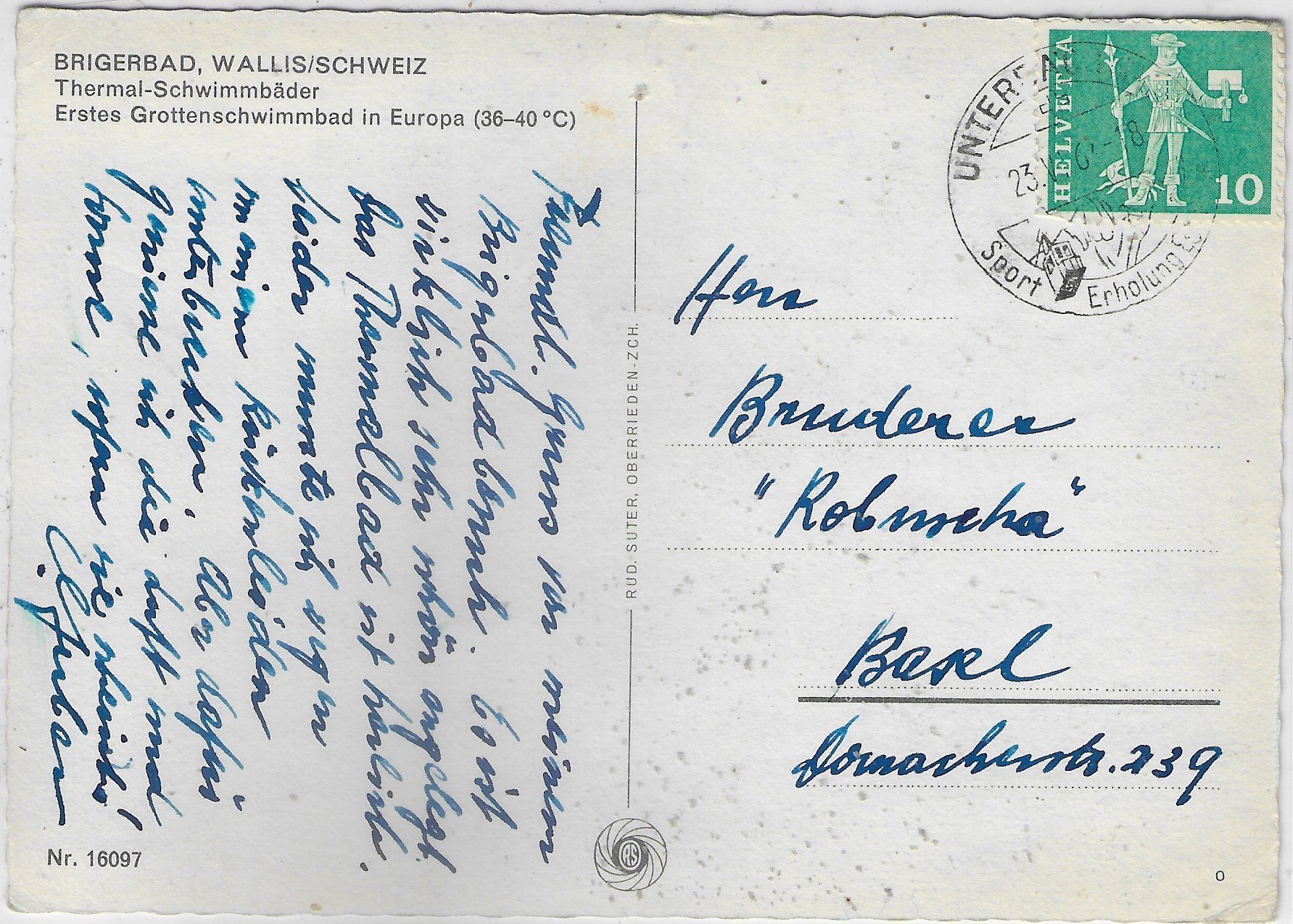 Cartoline postali: Thermal-Schwimmbäder Brigerbad – Usato da Ettingen venduto da Kartenplanet 1
