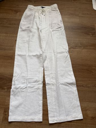 Damen Hose Zara weiss Grösse XS Leinen Mix