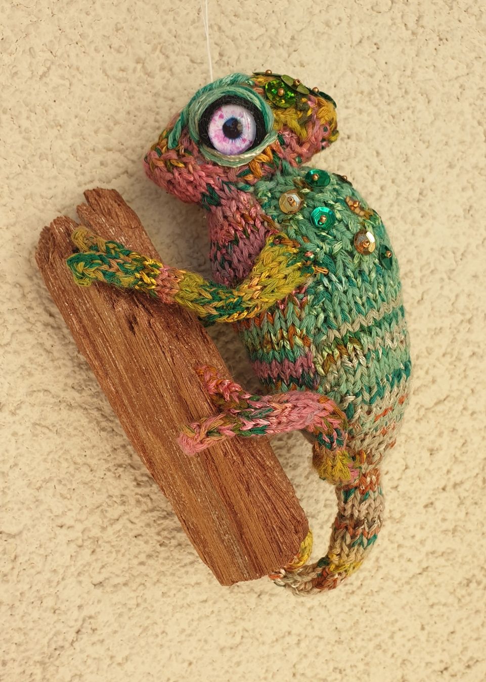 Statuette: Handgestrickten Chamäleon  OOAK Dekor – Nuovo (secondo la descrizione) da Gelterkinden venduto da Macrameed 2