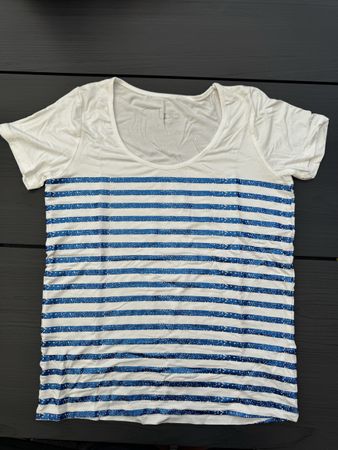 T-shirt rayé blanc/bleu taille S Neuf