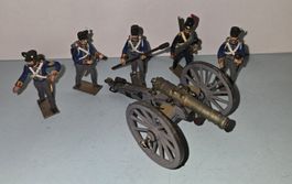 Historische Artillerie Zinnfiguren, 5 Soldaten & 1 Kanone