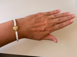 Cordel-Armband Herz Silber 925 Zirkonia
