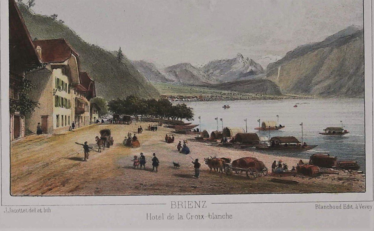 Incisioni: Brienz Croix blanche Tonlithographie von Jacottet – Usato da Rafz venduto da Helvet32 1