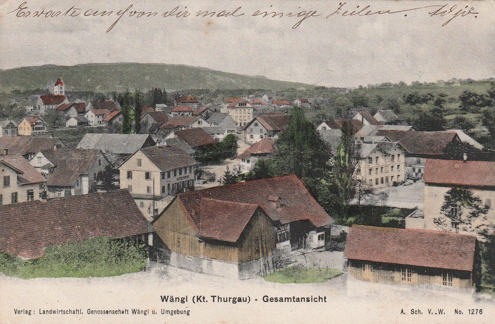 Cartoline postali: Wängi-Gesamtansicht-1908 – Usato da uttwil venduto da Koehlerfred