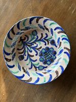 Dekorative Schale, handgemalt, blaue Blumen, 70er Jahre Styl