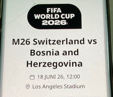 WM 2026: 2 Tickets Schweiz vs. Bosnien-Herzegowina 18.6.26