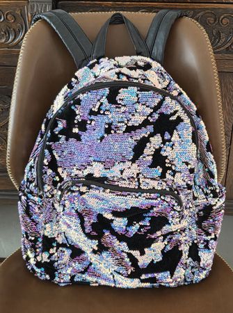 Rucksack Pailletten lila blau schwarz Claire's