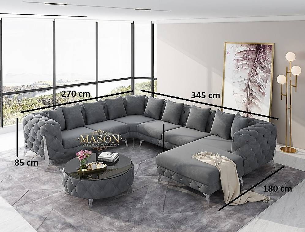 Divani: Sofa Wohnlandschaft U-Form Samt Grau AB LAGER – Nuovo e nell'imballaggio originale da Tägerwilen venduto da DealBlitz 1