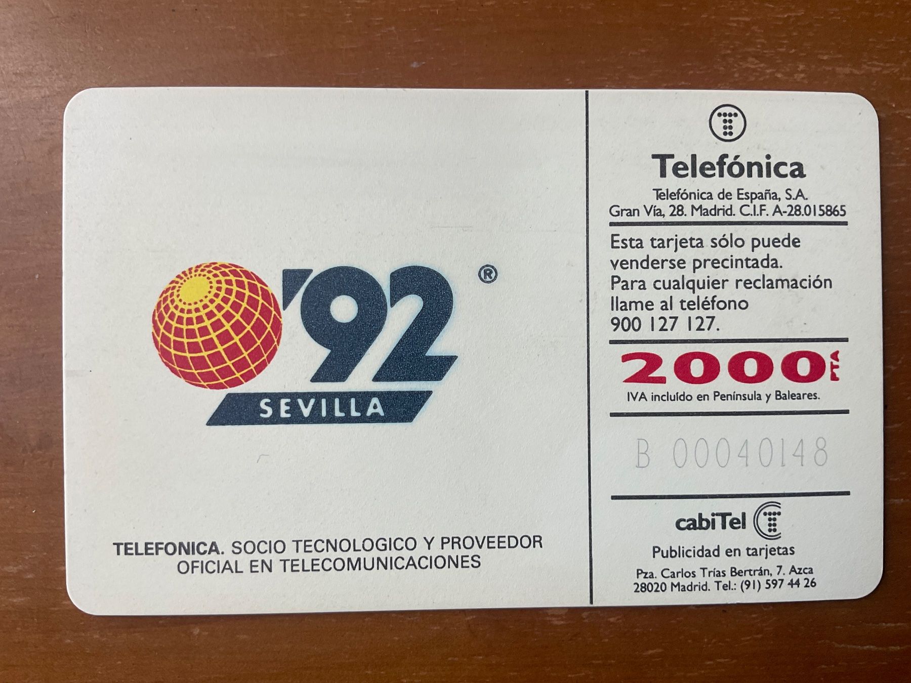Schede telefoniche: Telefonkarte Spanien Sevilla 1992 – Usato da Zürich venduto da Tolima194 1