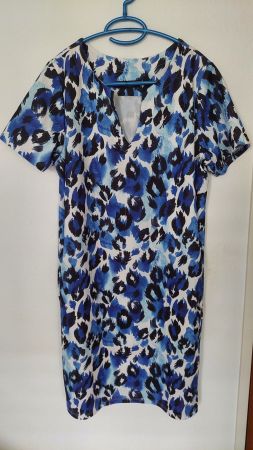 Kleid blau weiss stretch - Gr. L / XL / 44 / 46
