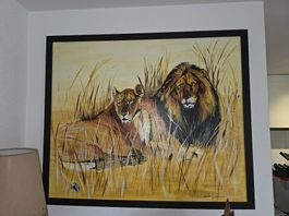 ORIGINAL-Gemälde Löwenpaar von Dobrew  signiert