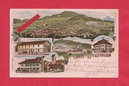 Gruss aus Läufelfingen (BL) 6-Bild Farb-Litho anno 1901