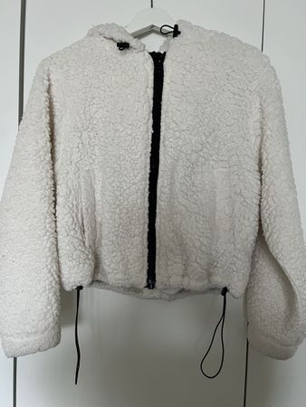 Weisse Teddy Jacke von H&M, Gr. S