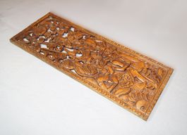 Geschnitztes Paneel mit mythologischer Szene aus dem Ramayan