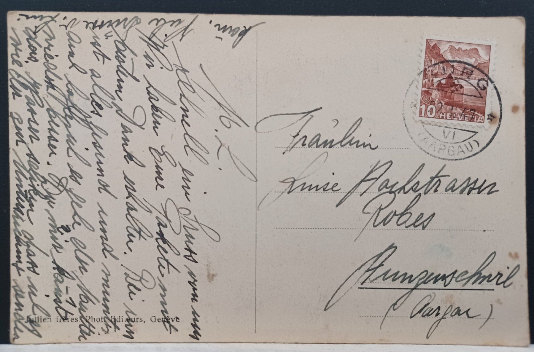 Cartoline postali: VS, Sitten (Sion) mit Schloss, 1947 – Usato da Aarau Rohr venduto da mgvw 3