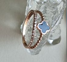 Ring 585 Rotgold mit Kleeblatt (Emaille) & Zirkonia