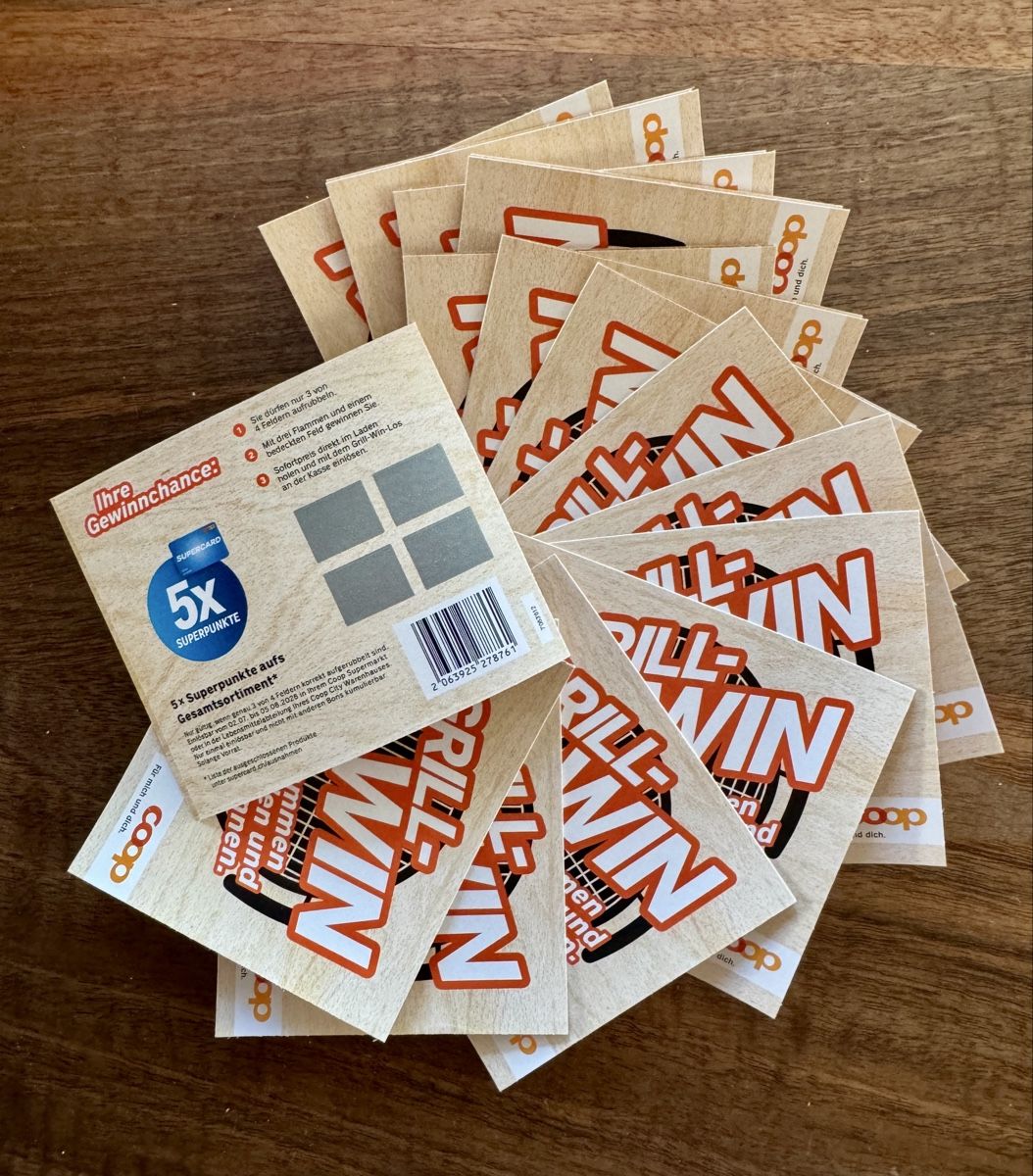 Coop Sammelmarken & -punkte: 15x  Coop Grill Win Rubbellose – Neu und originalverpackt aus Baar von Freethy