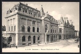 Lausanne, banque Cantonale et poste, Str