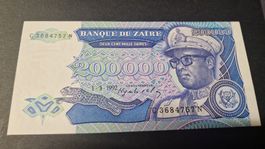 Zaire 200'000 Zaïres, 1992, seltener Schein!