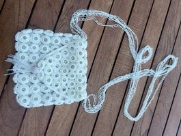 Sac à main vintage crocheté blanc, été, comme neuf!