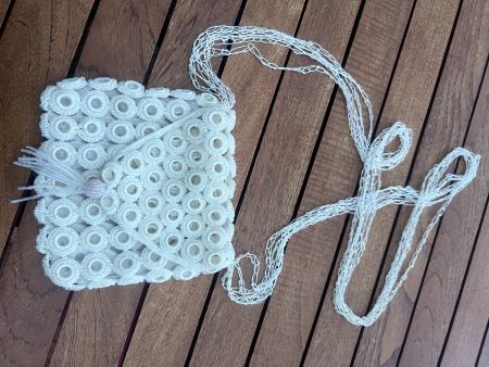 Sac à main vintage crocheté blanc, été, comme neuf!