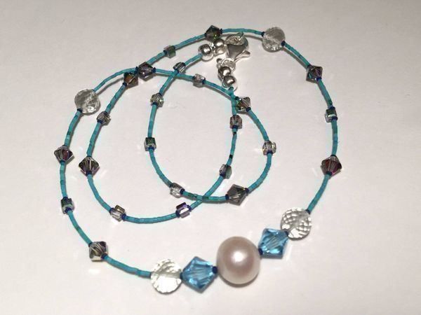 Ketten: ULTRA FEINES TÜRKIS COLLIER SWAROVSKI – Neu (gemäss Beschreibung) aus Basel von Chili007 7