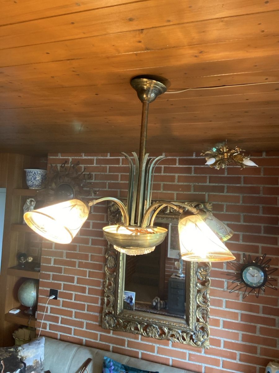 Kronleuchter & Deckenlampen: 40er Jahre Lampe, Messing, 5-flammig – Gebraucht aus Oberwil BL von hr237 3