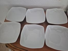 6 Teller/ S Cucina & Tavola Vanity weiss Porzellan neuwertig